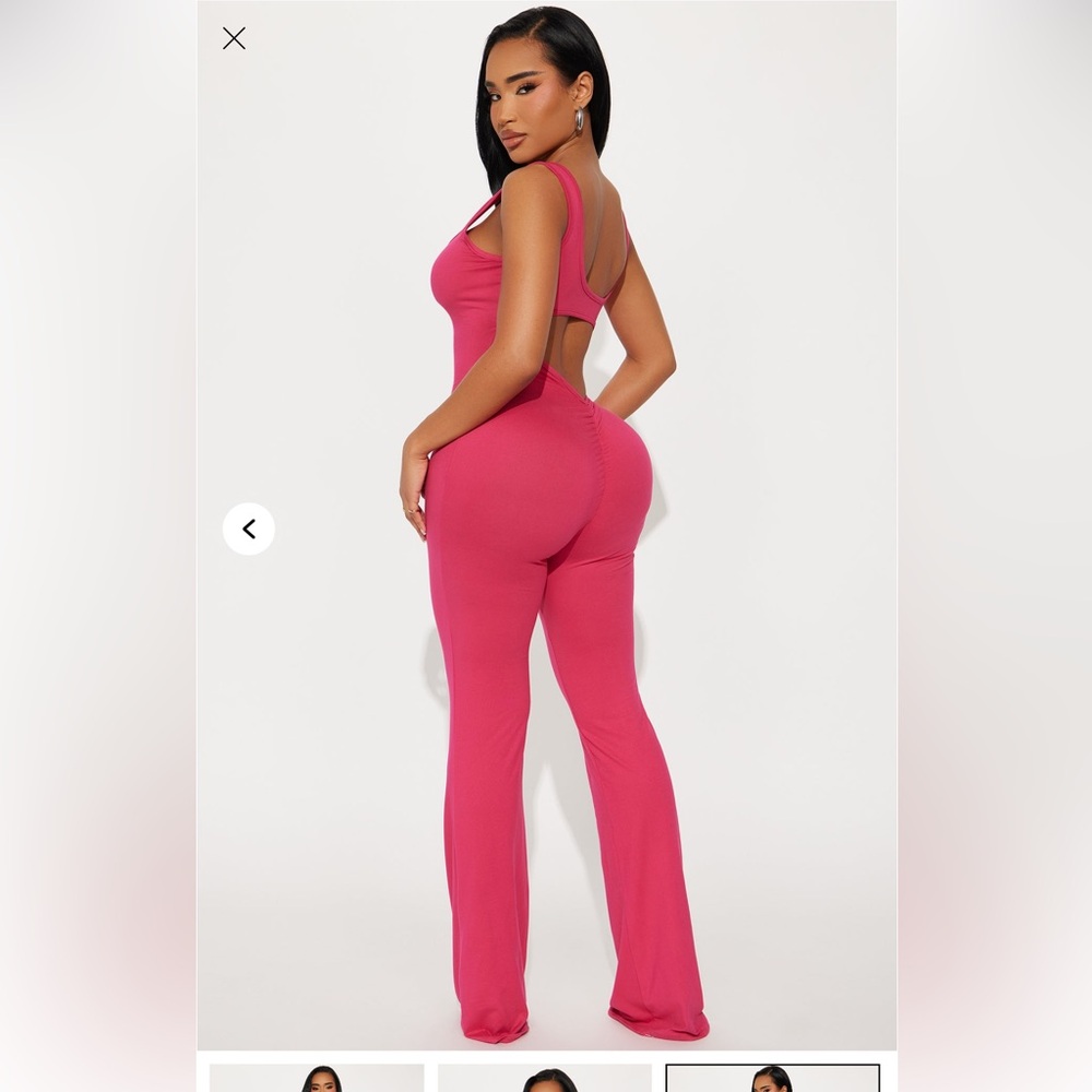 Fashion Nova Pink Barbie Jumpsuit Ruched Butt